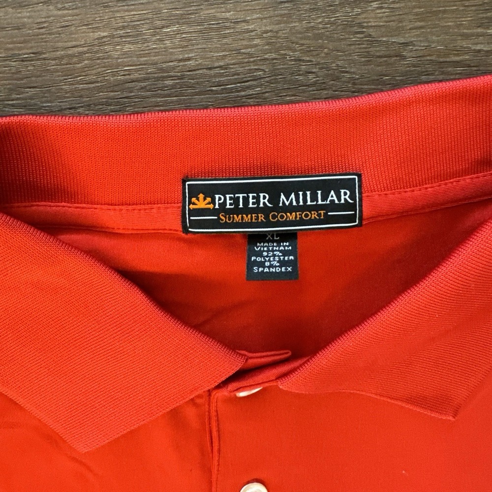 Peter Millar Summer Comfort Solid Red Polo Shirt … - image 3
